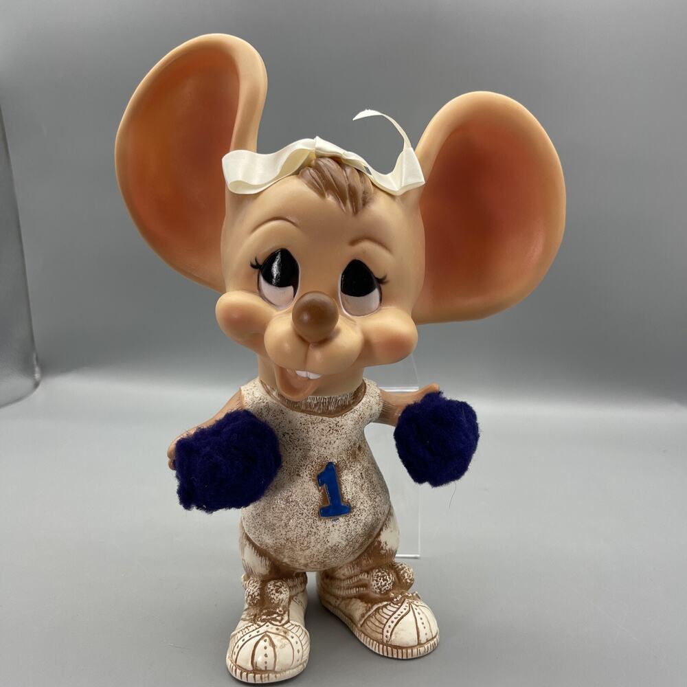 VTG Number 1 Cheerleader Big Ear Mouse Bank Blue White Topo Gigio Ernie Huron